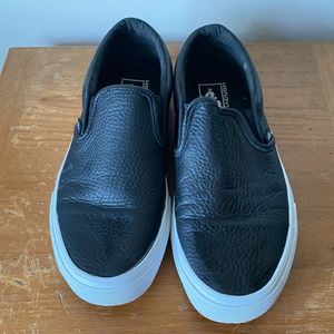Vans Classic Slip On Black Leather Unisex Shoe